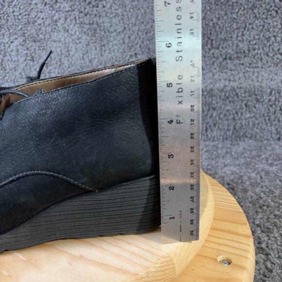 Dansko Boot Cadee Wedge Heel Womens Size 9.5 Black Leather Lace Up Ankle Bootie - Picture 5 of 9